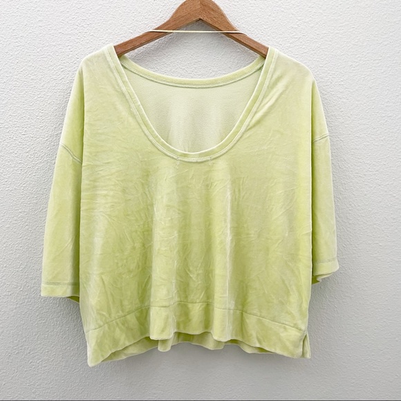NWT Free People We the Free oversized crop velvet tee neon lime size small - Picture 5 of 9
